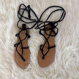 Lulu's Black Lace-Up Sandals 10